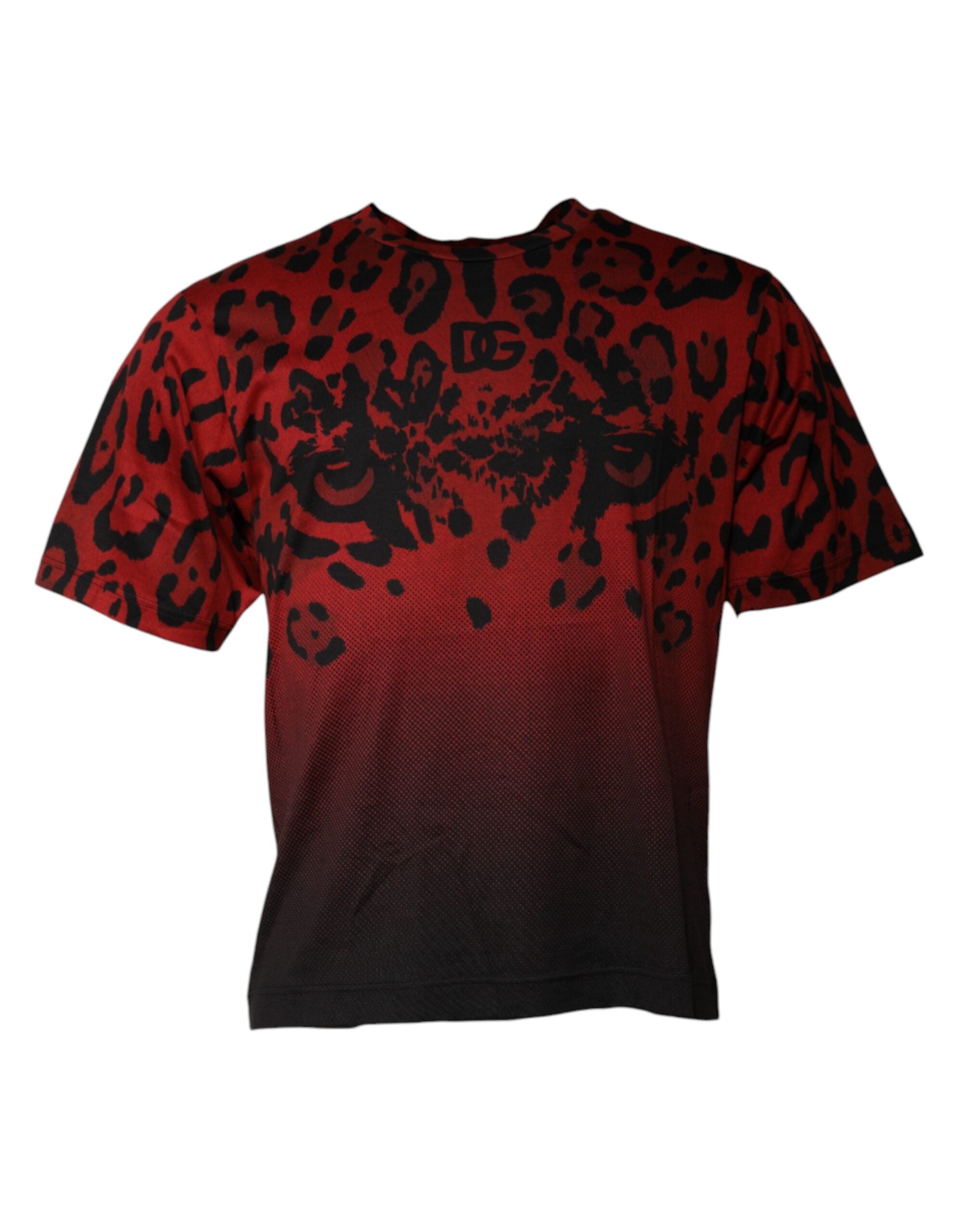 Red Leopard Cotton Short Sleeves T-shirt - ventzia