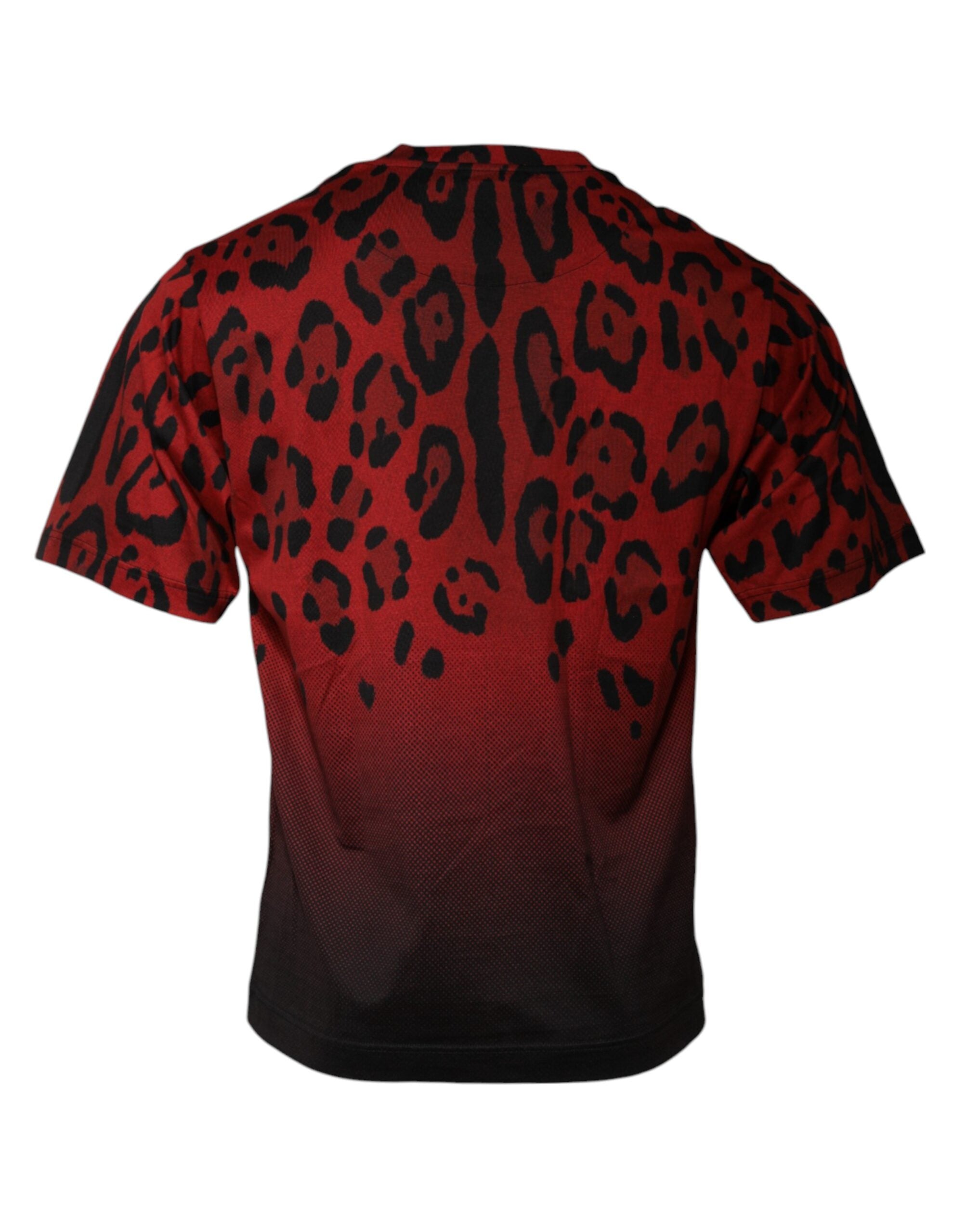 Red Leopard Cotton Short Sleeves T-shirt - ventzia