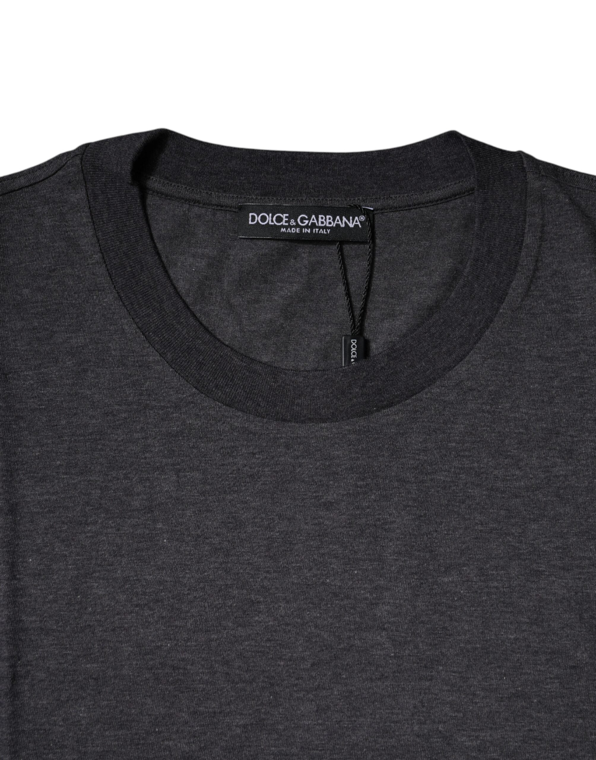 Dark Gray Crew Neck Short Sleeves T-shirt - ventzia