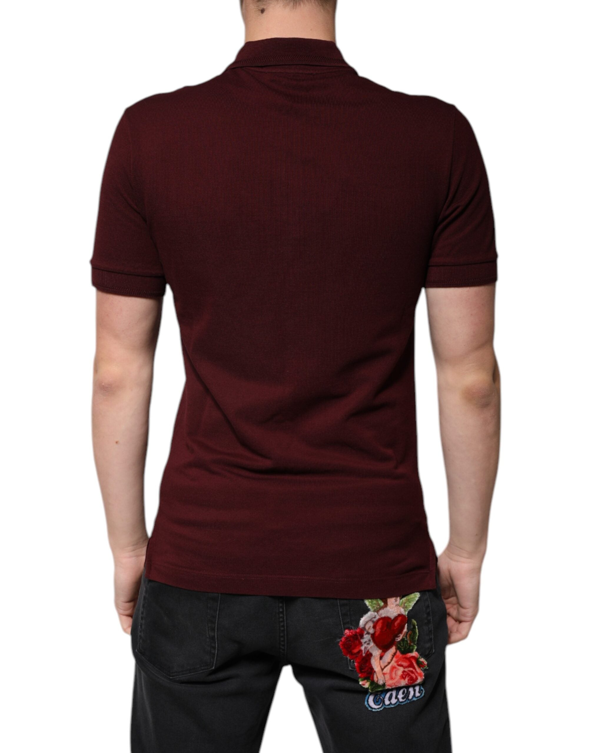 Maroon Collared Short Sleeves Polo T-shirt - ventzia