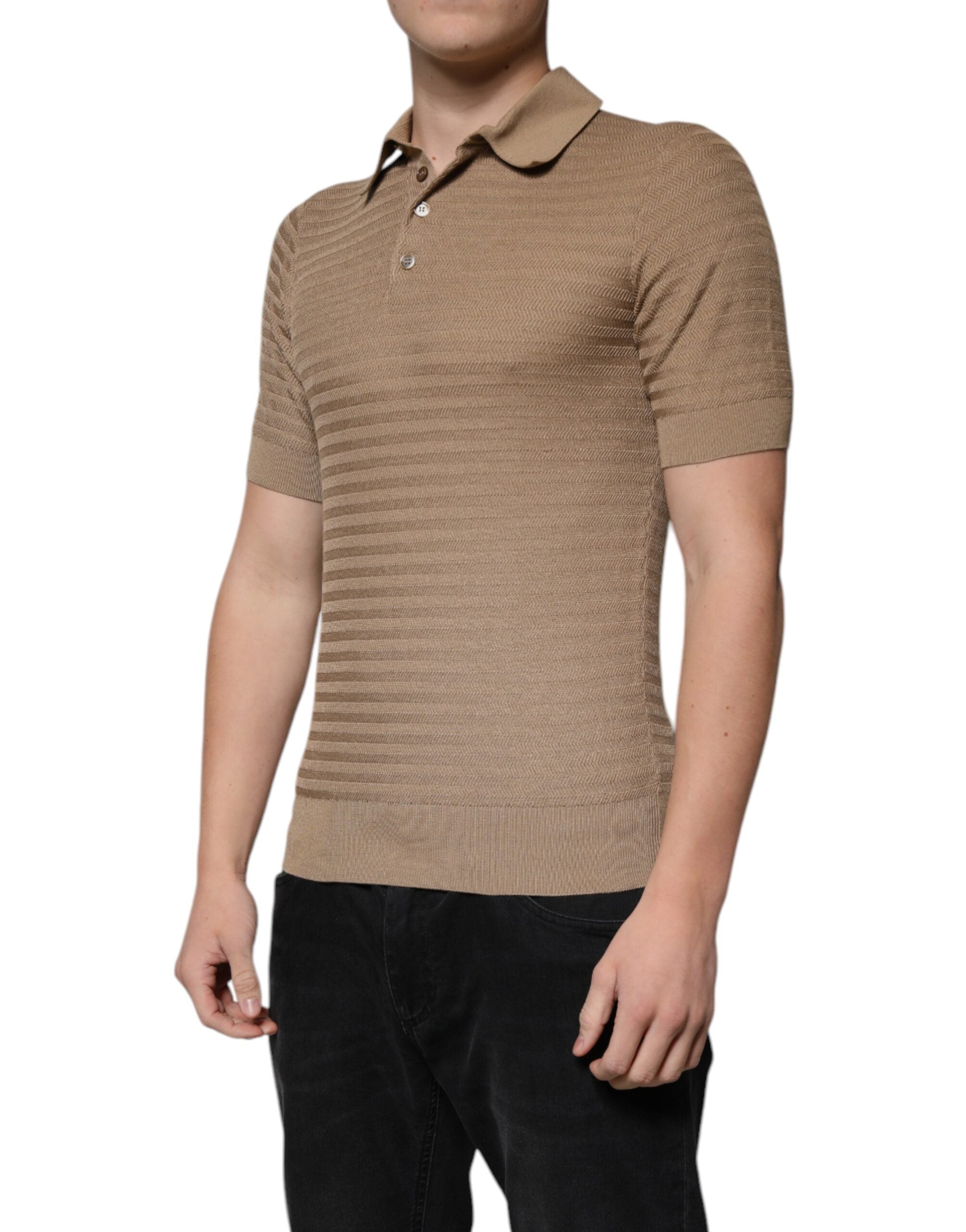 Brown Collared Short Sleeves Polo T-shirt - ventzia