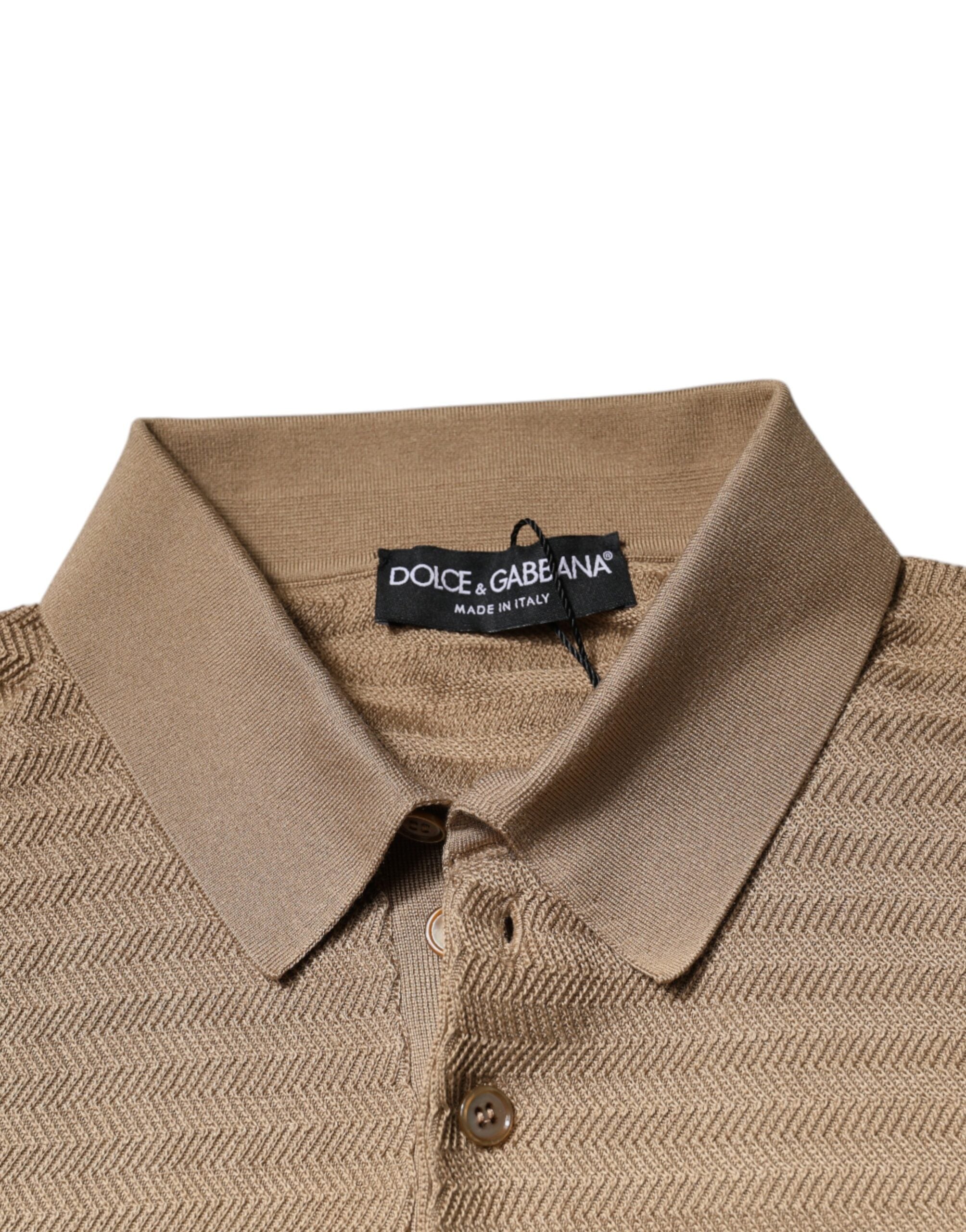 Brown Collared Short Sleeves Polo T-shirt - ventzia