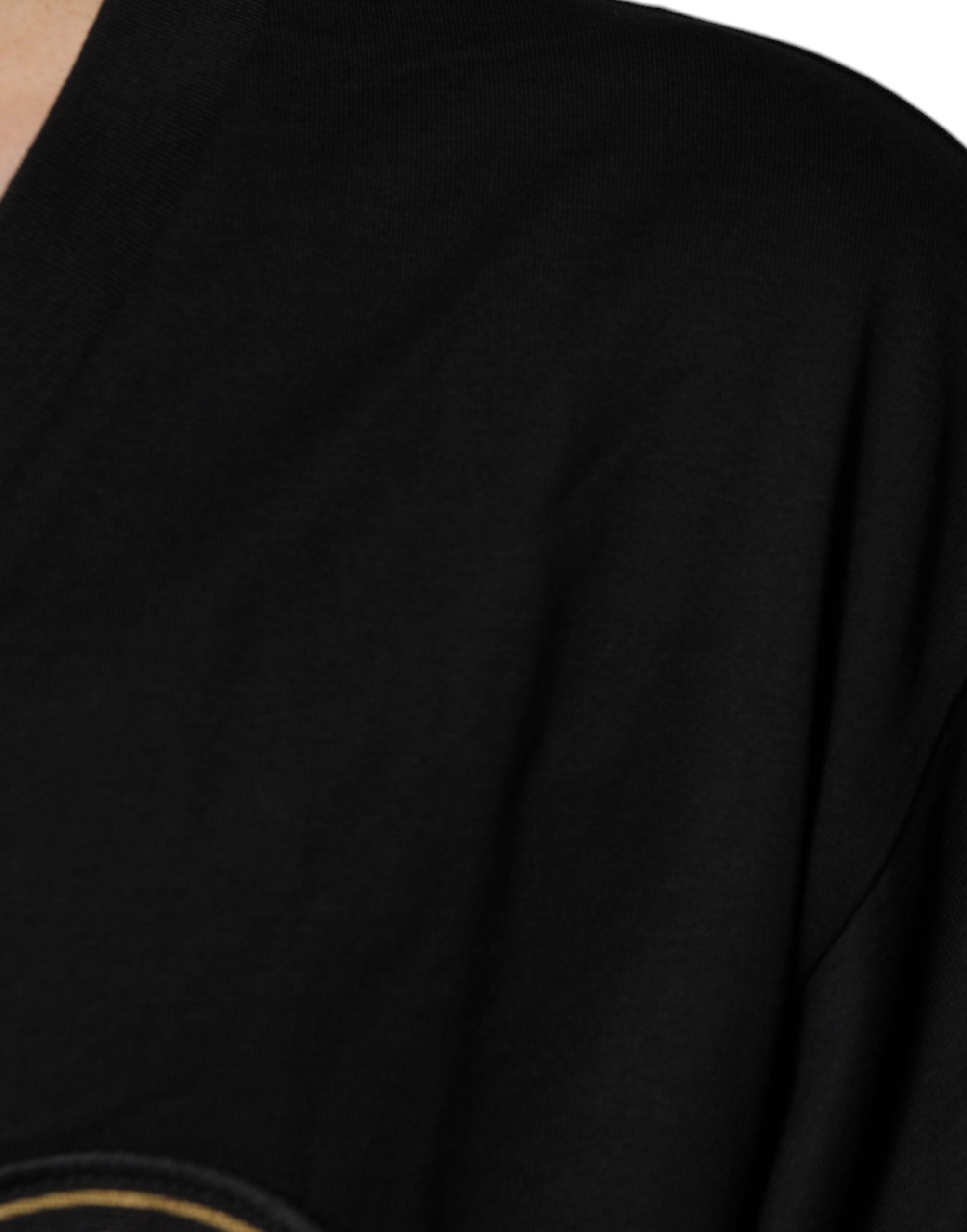 Black Cotton Logo Vneck Short Sleeve T-shirt - ventzia