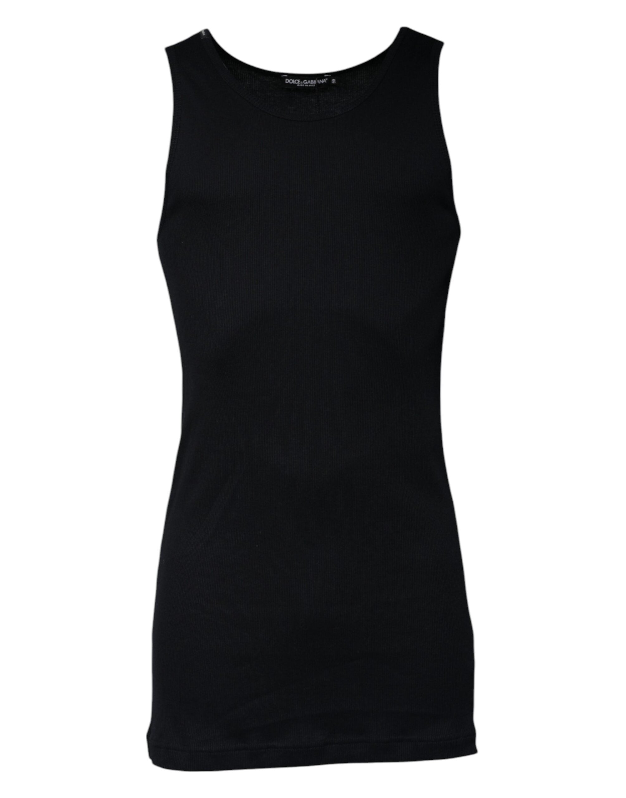 Black Cotton Sleeveless Round Neck Tank T-shirt - ventzia