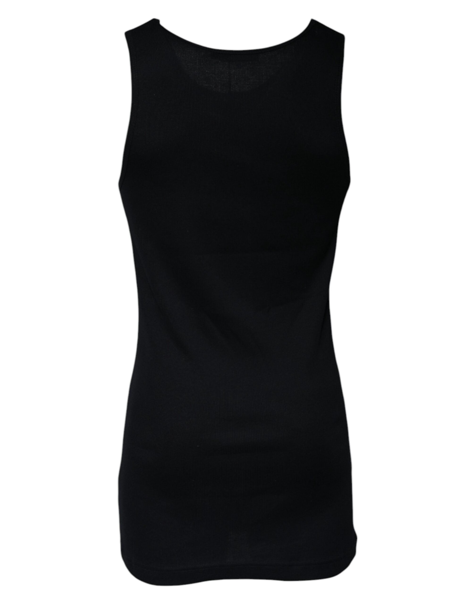 Black Cotton Sleeveless Round Neck Tank T-shirt - ventzia