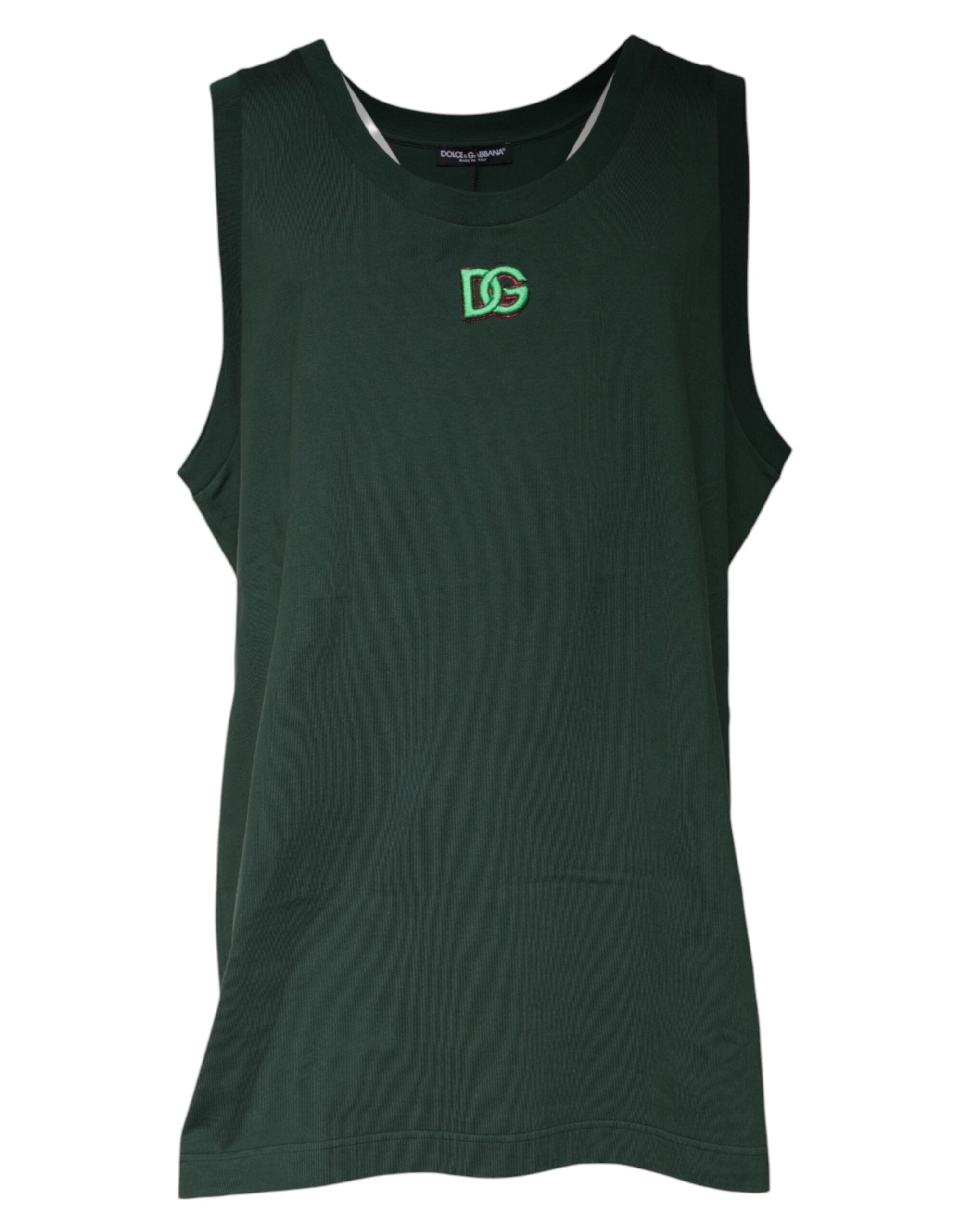 Green DG Sleeveless Round Neck Tank T-shirt - ventzia