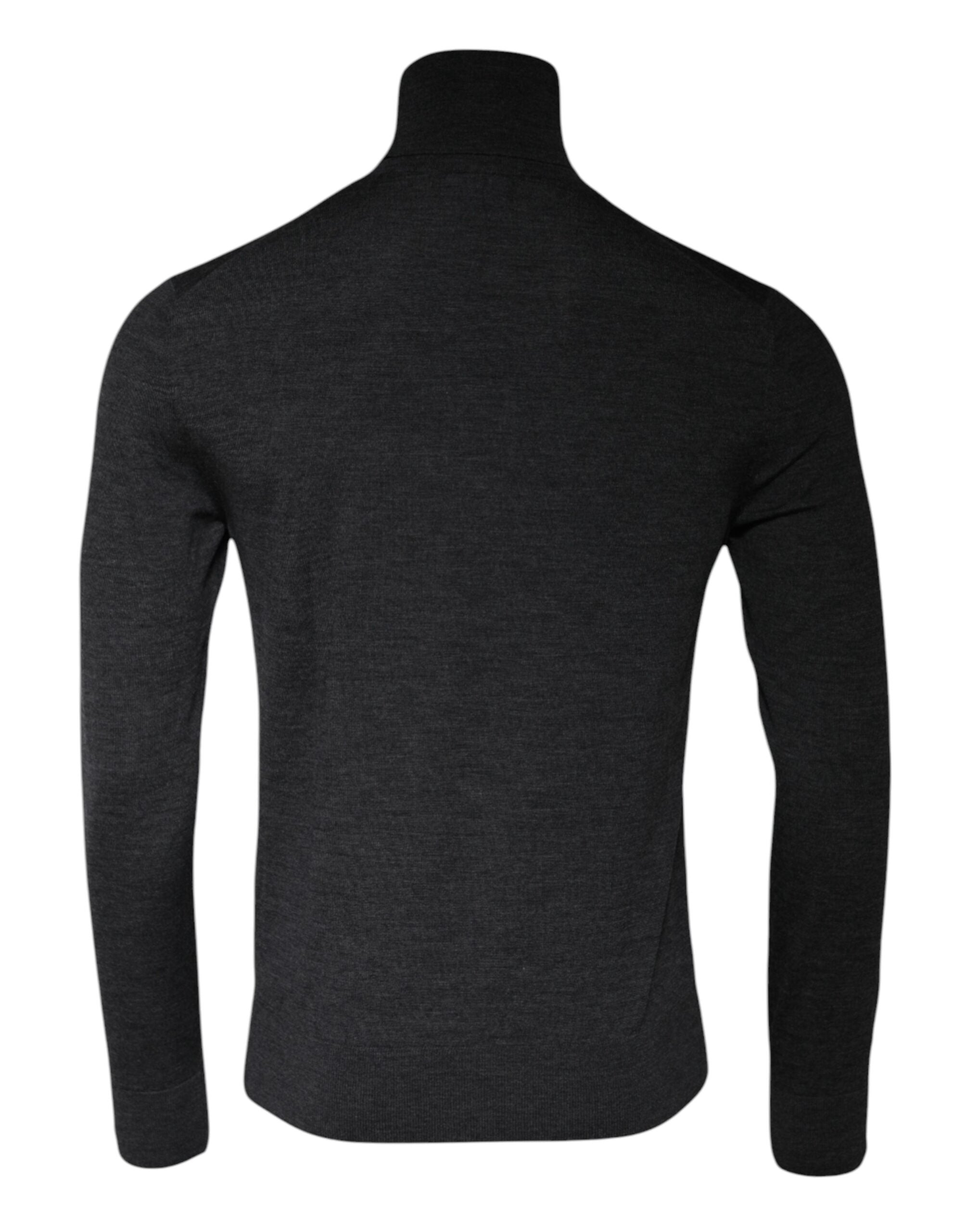 Gray Wool Knit Turtleneck Pullover Sweater - ventzia
