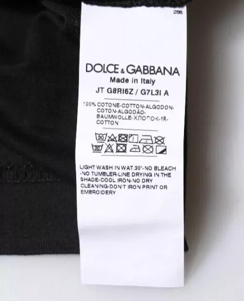 Black Cotton Crew Neck Short Sleeves T-shirt - ventzia