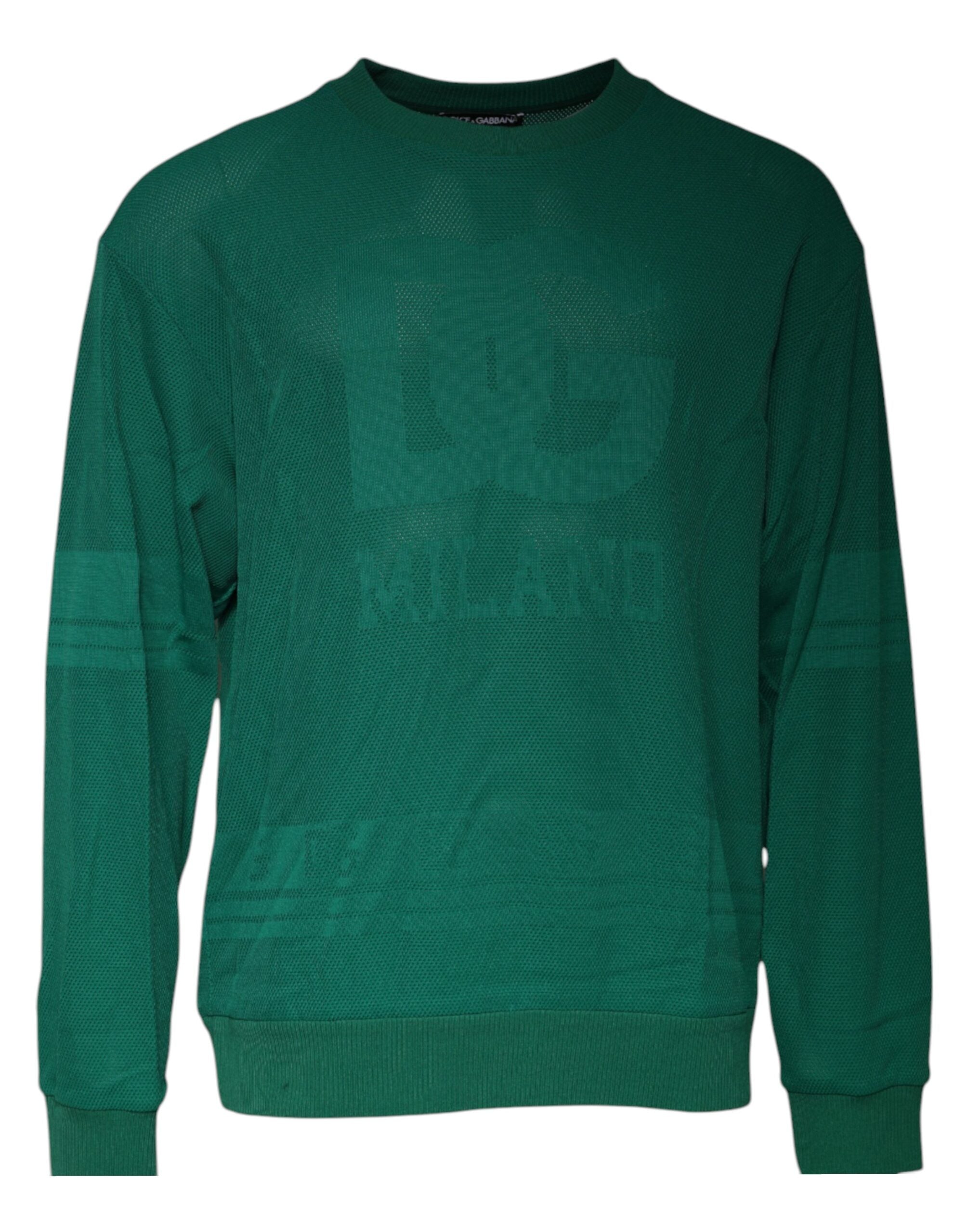 Green Logo Nylon Crew Neck Pullover Sweater - ventzia