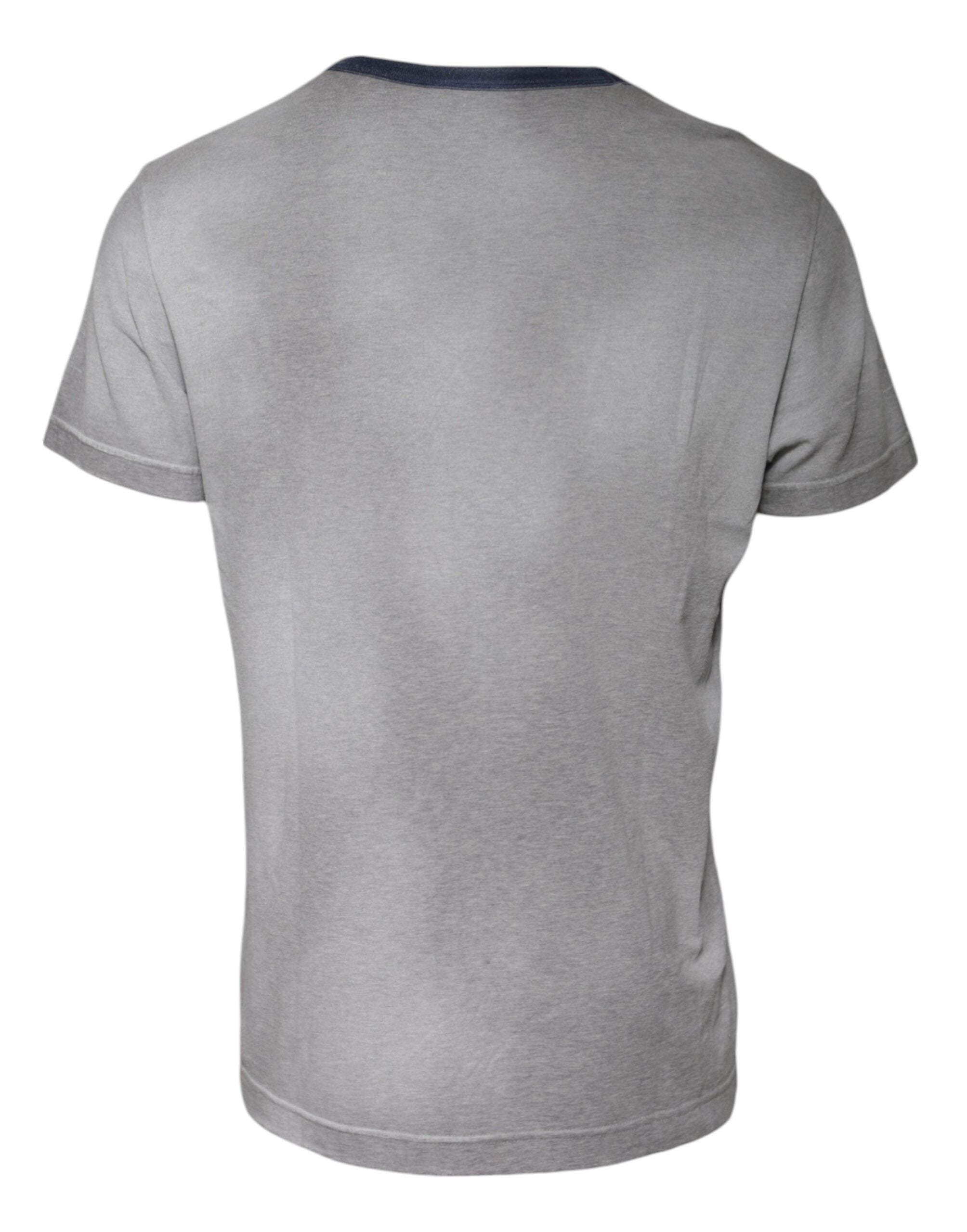 Gray Logo Print Cotton Crew Neck T-shirt - ventzia