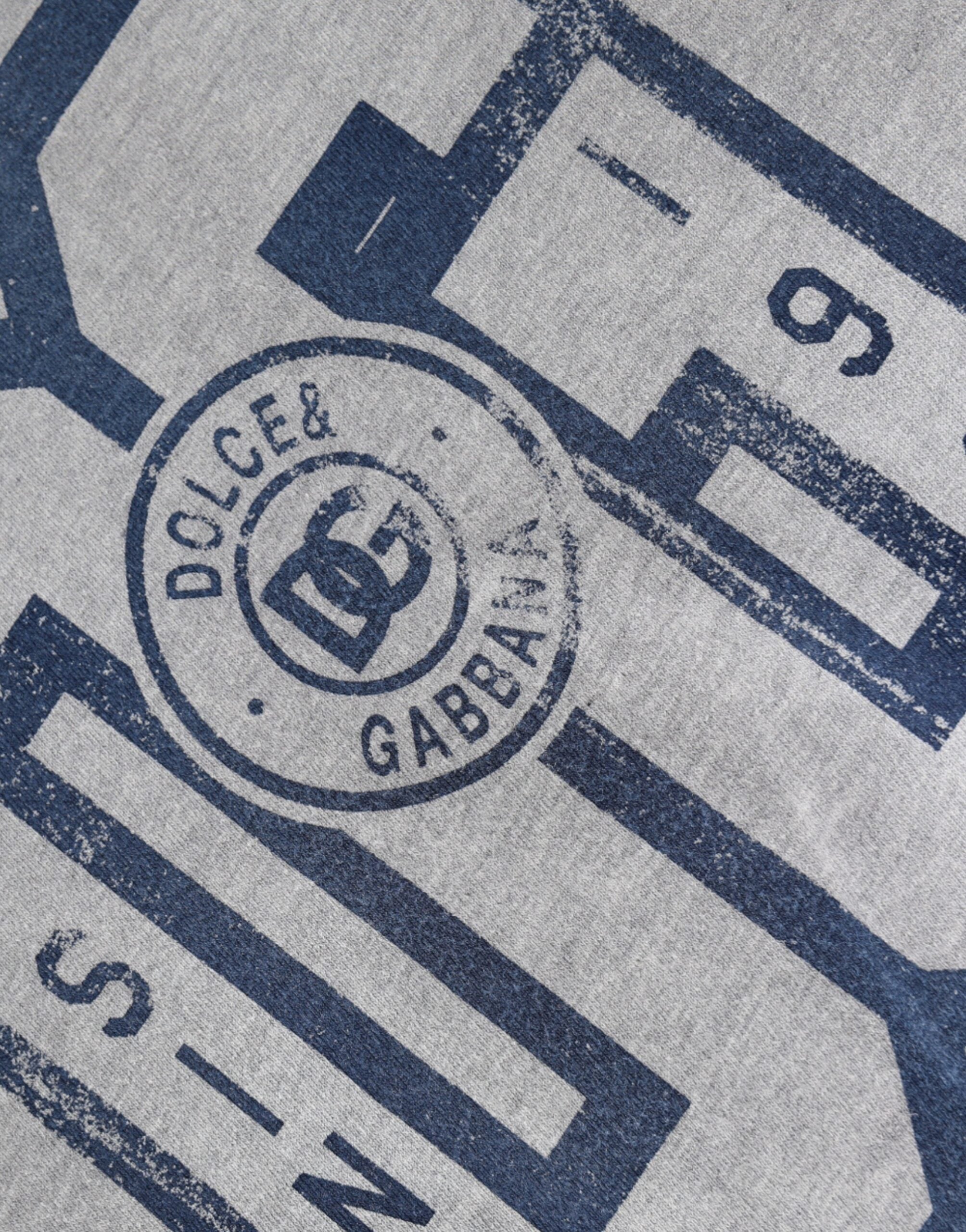 Gray Logo Print Cotton Crew Neck T-shirt - ventzia
