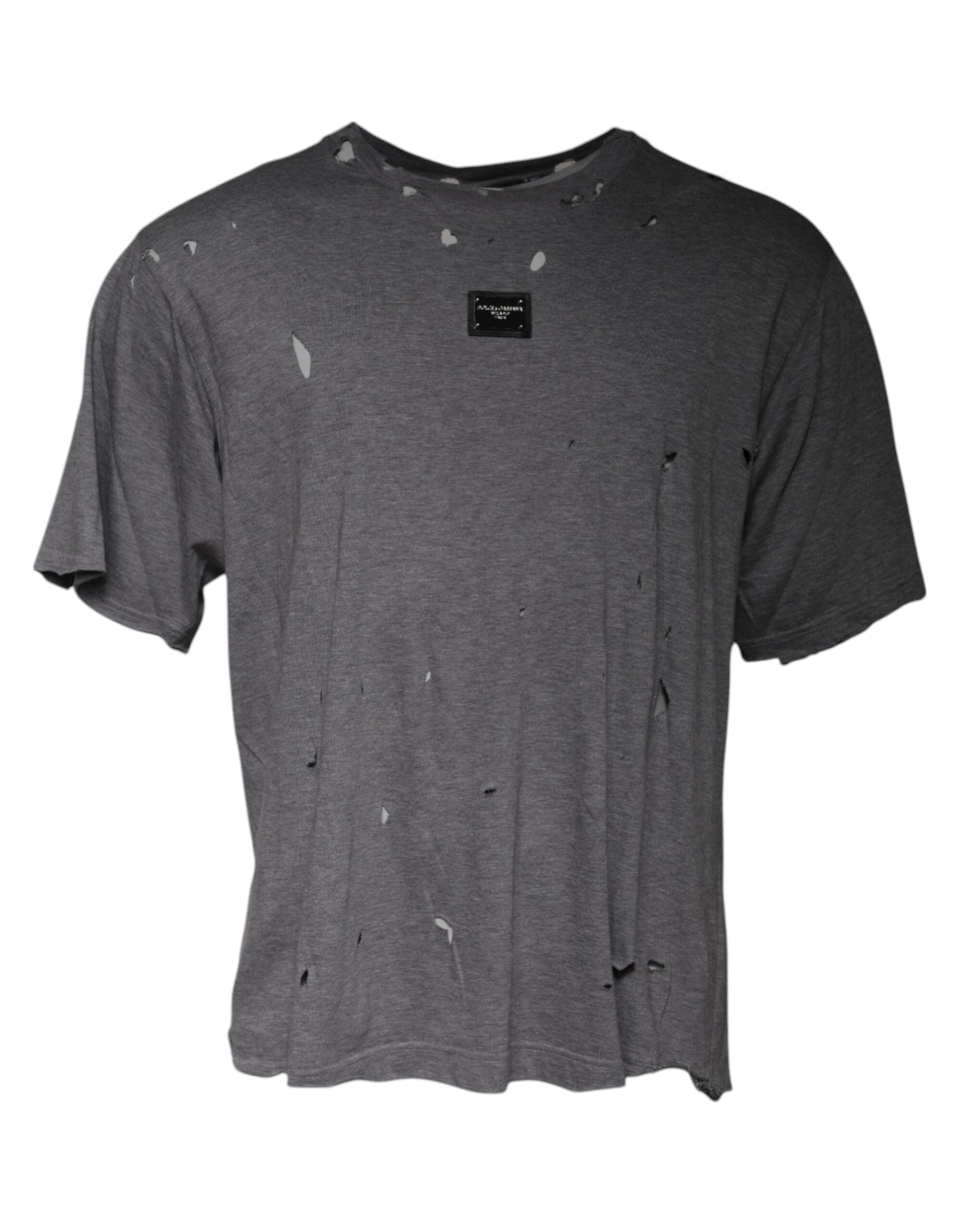 Gray Logo Crew Neck Short Sleeves T-shirt - ventzia