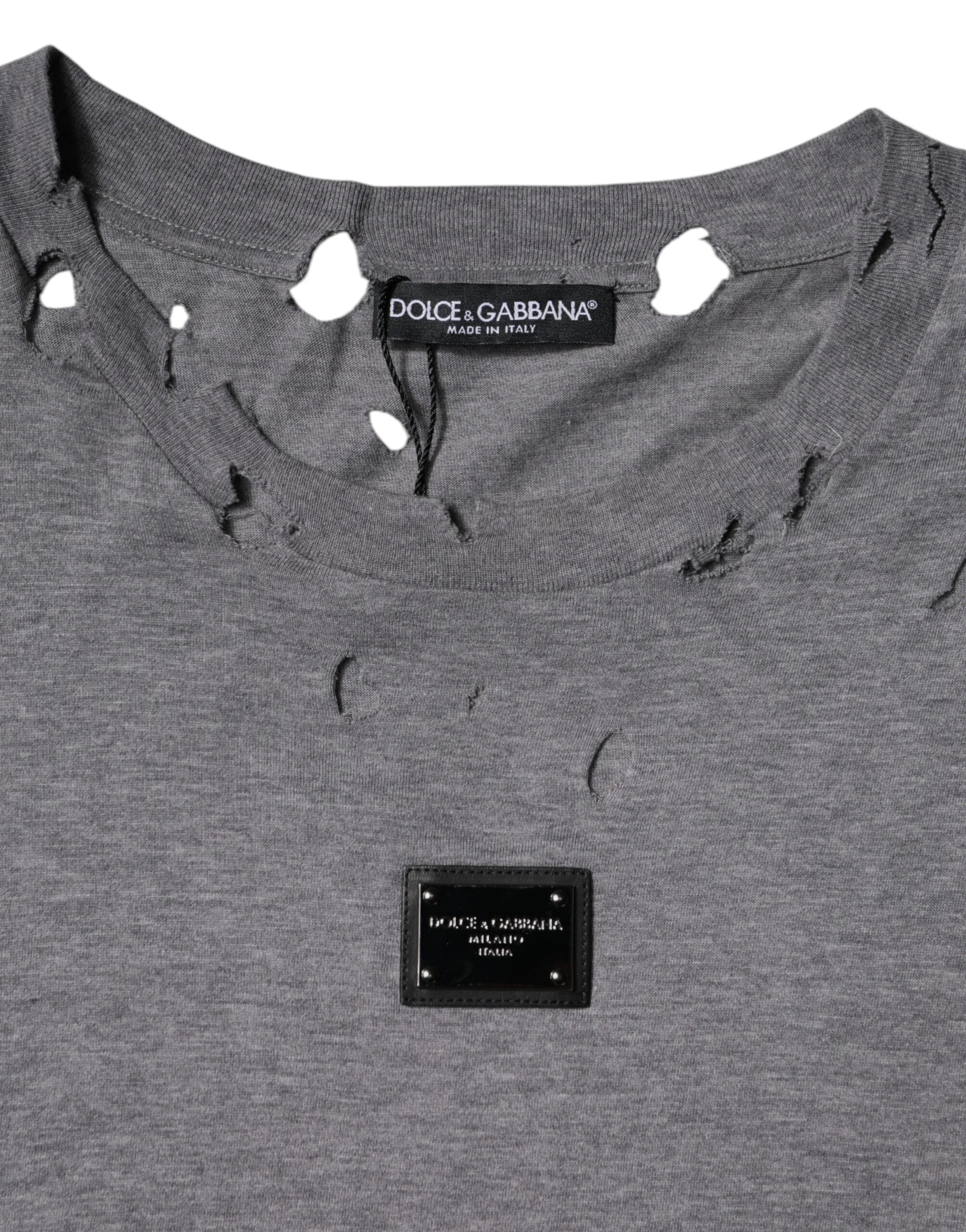 Gray Logo Crew Neck Short Sleeves T-shirt - ventzia