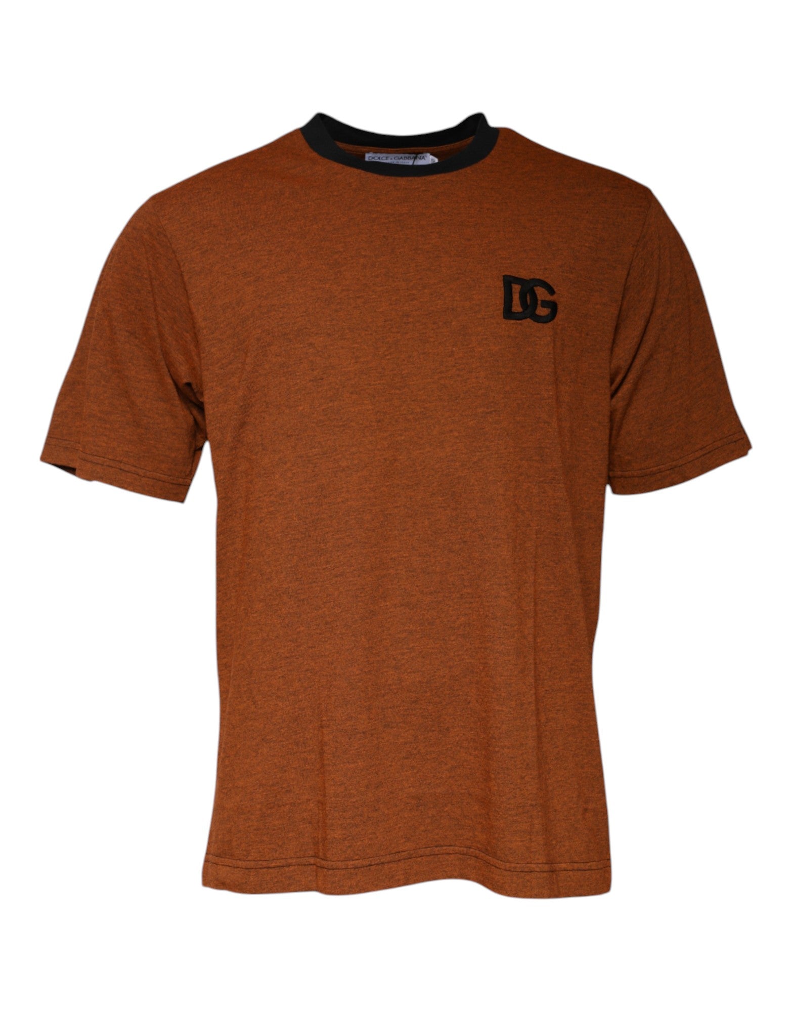 Brown DG Logo Polyester Crew Neck T-shirt - ventzia