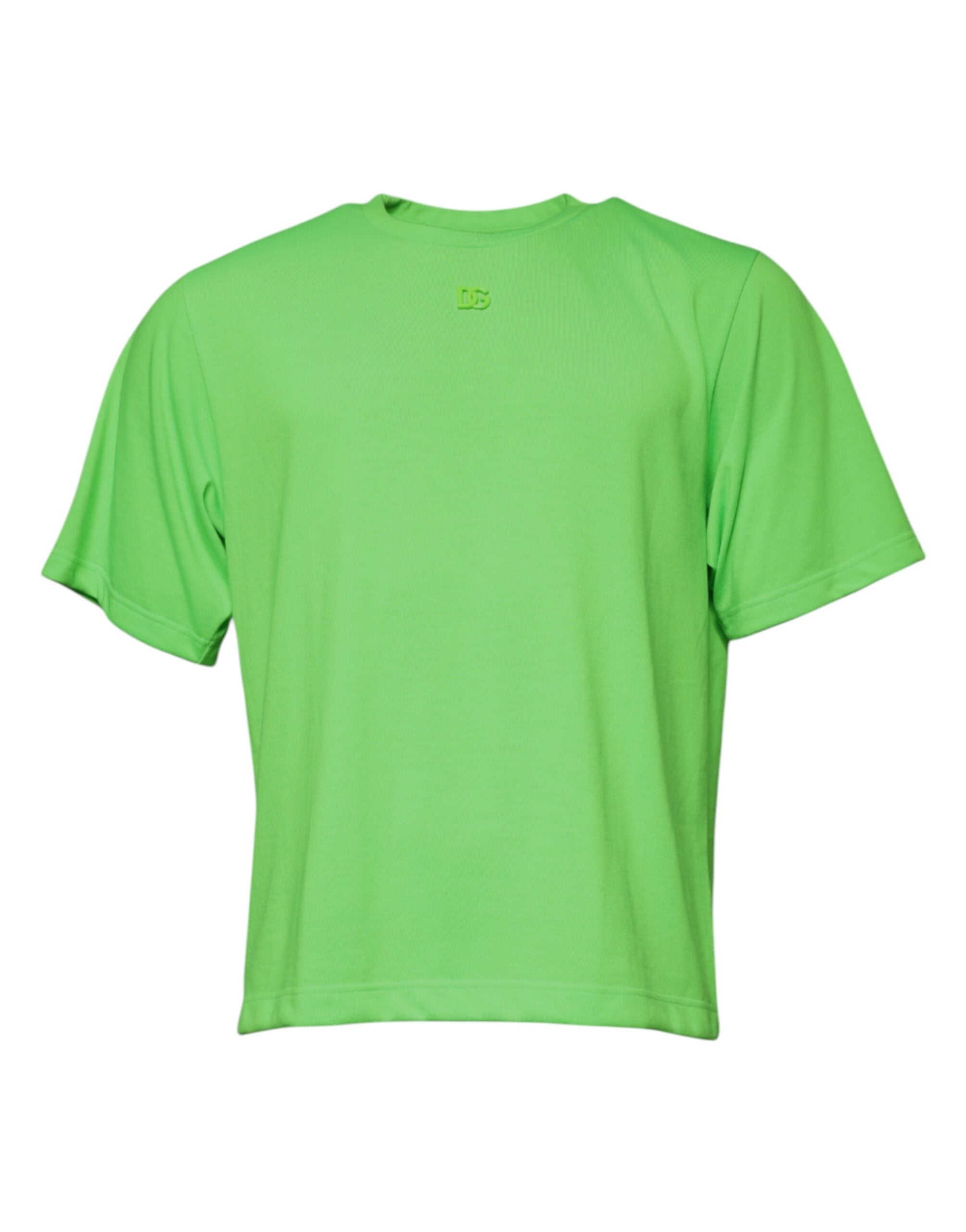 Green Logo Polyester Crew Neck T-shirt - ventzia