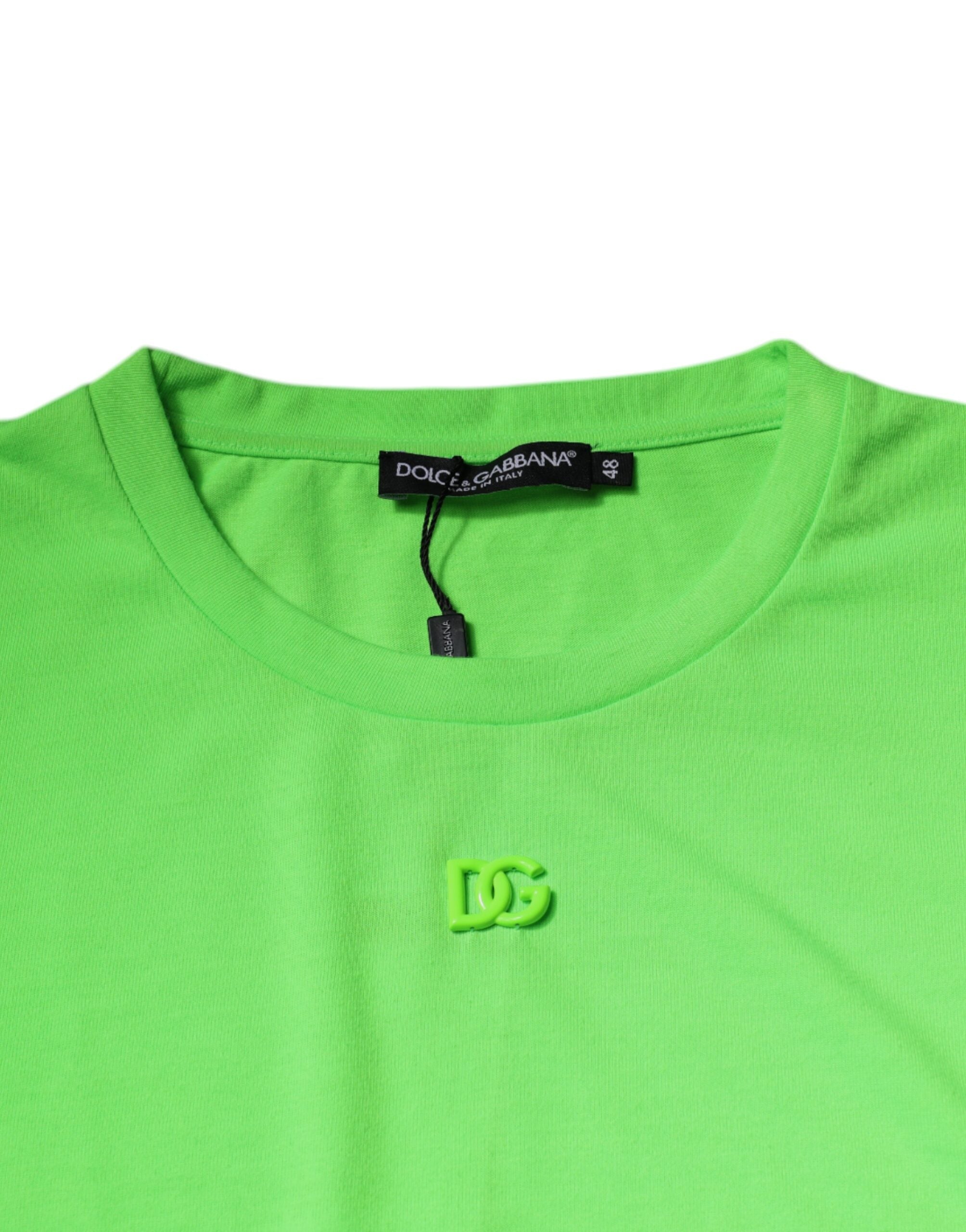 Green Logo Polyester Crew Neck T-shirt - ventzia