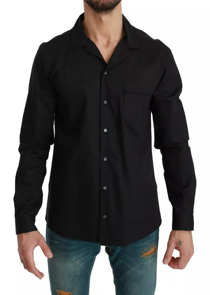 Blue Cotton Striped Pajama Lounge Shirt - ventzia
