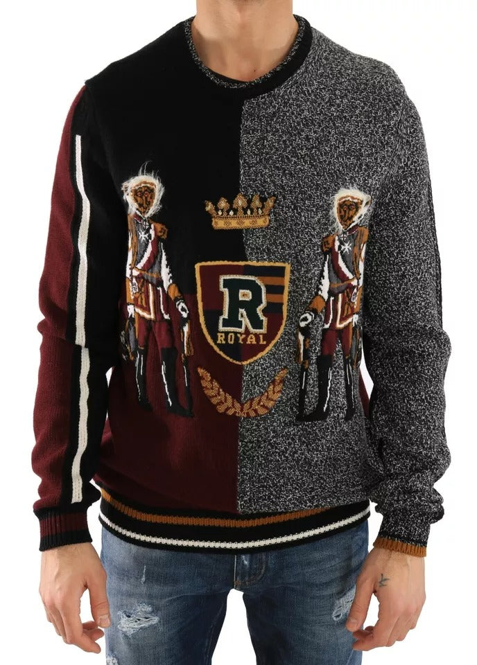 Multicolor KING Knight Monkey Knitted Cashmere Wool Sweater - ventzia