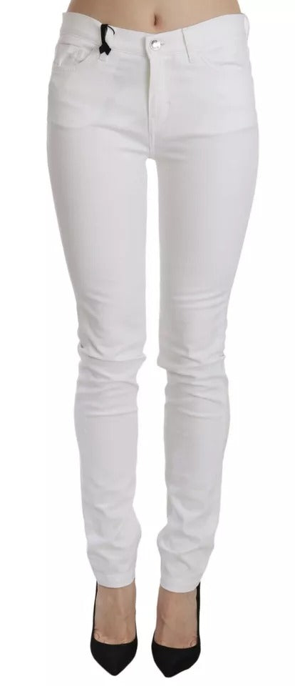 White Crystal Embellished Skinny Jeans - ventzia