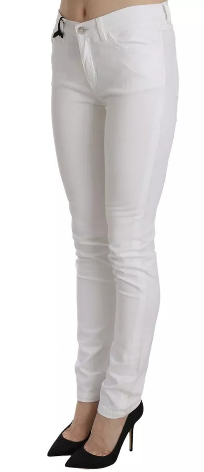 White Crystal Embellished Skinny Jeans - ventzia