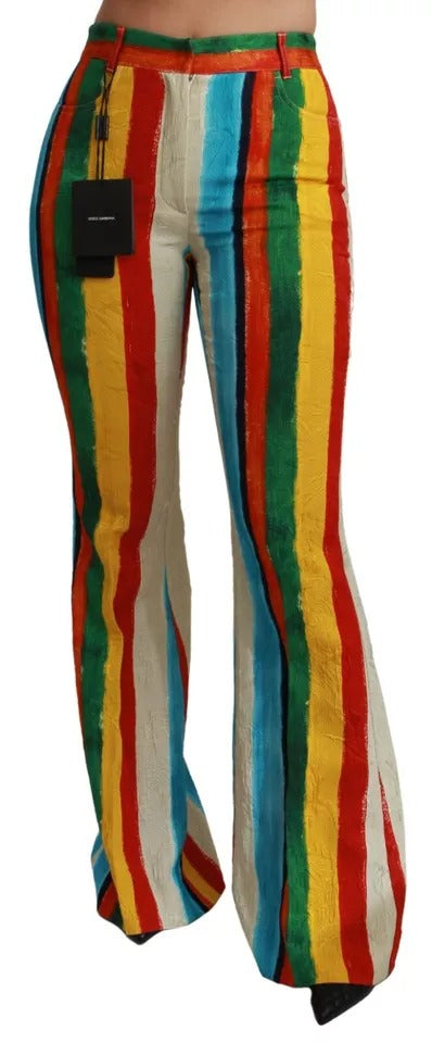 Multicolor Flared Riga Pittorica Pants - ventzia