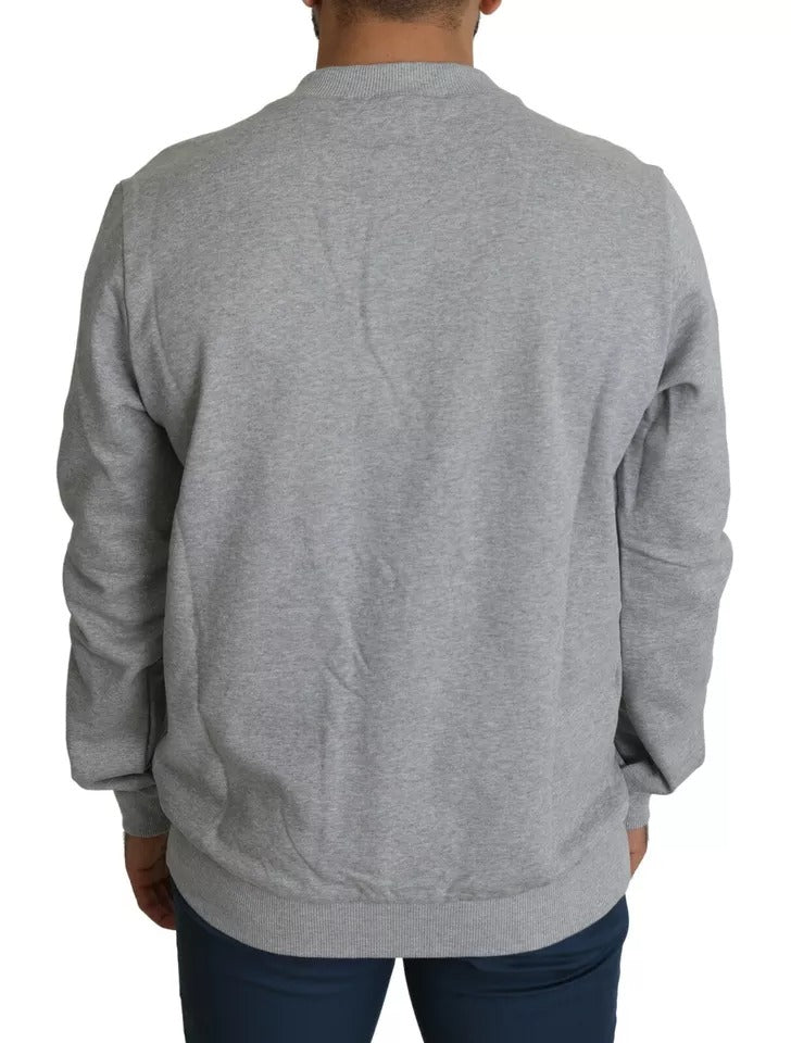 Gray Crown King Print Cotton Pullover Sweater - ventzia