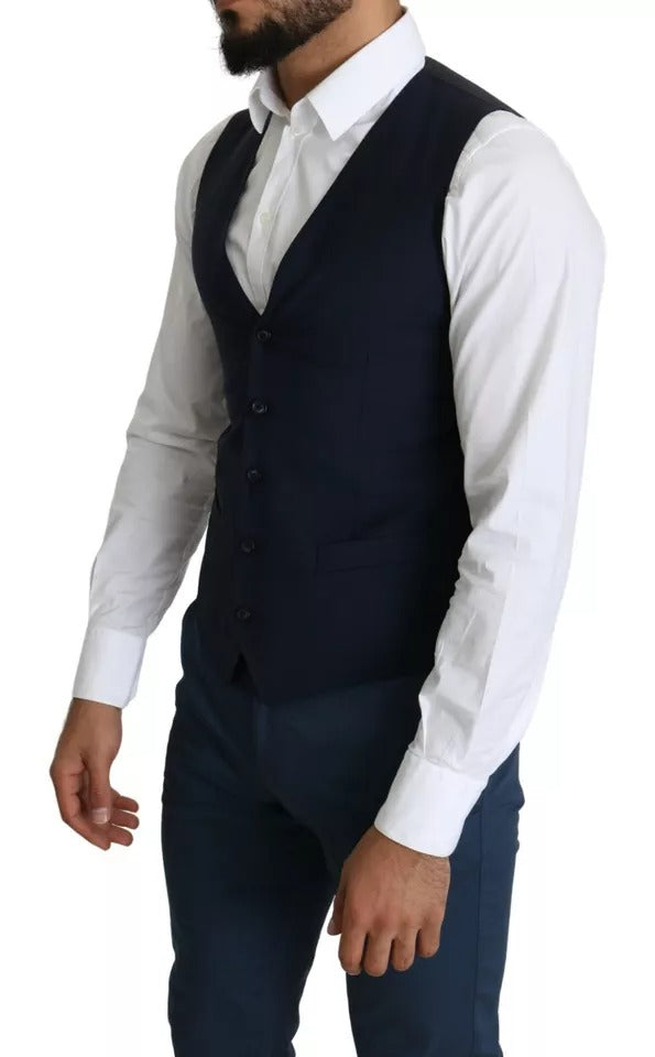 Navy Blue Men Formal Dress Waistcoat Vest - ventzia