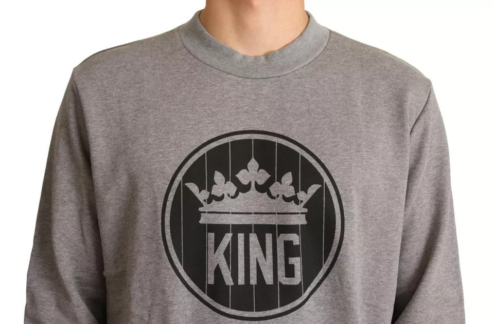 Gray Crown King Cotton Pullover Sweater - ventzia
