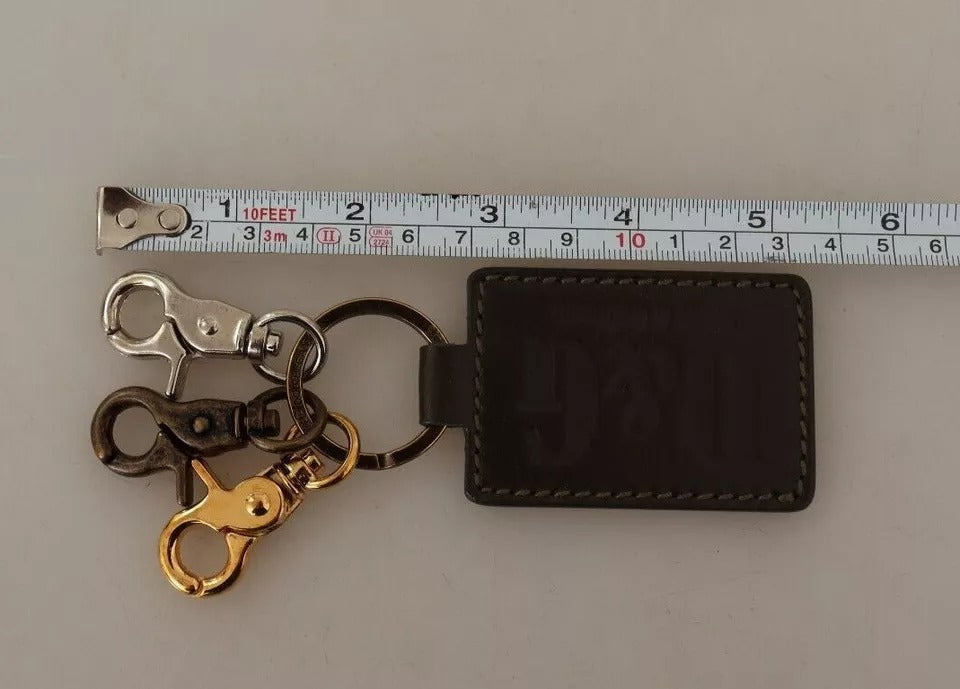 Green Leather D&G Logo Metal Ring Hook Keyring Keychain - ventzia