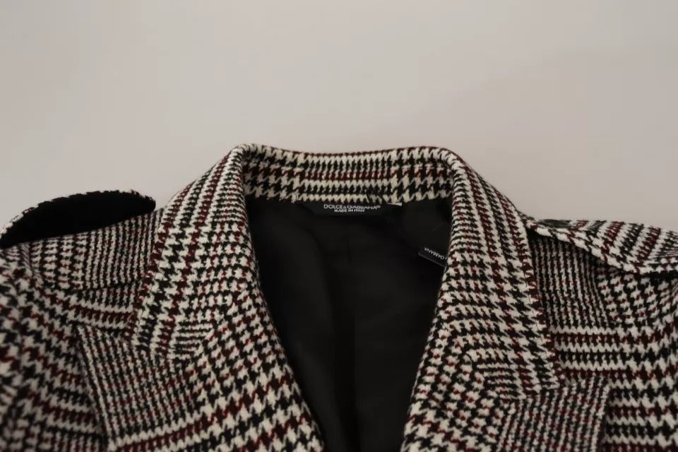 Gray Check Plaid Long Trench Coat Jacket - ventzia