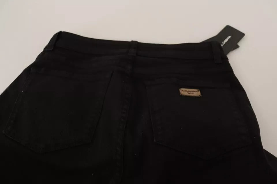Black Cotton Stretch Skinny Denim Jeans - ventzia