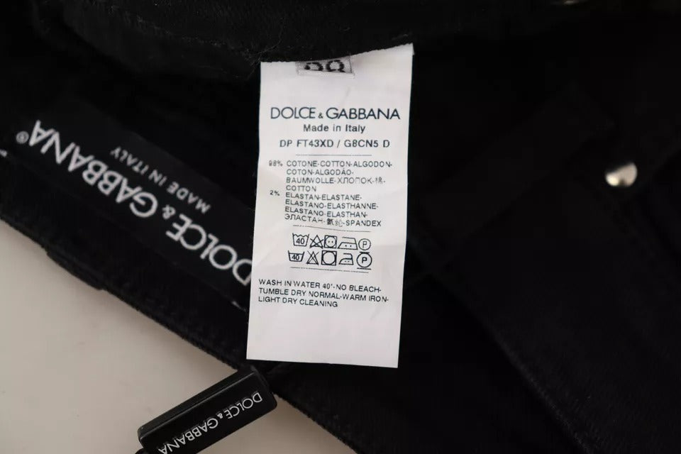 Black Cotton Stretch Skinny Denim Jeans - ventzia
