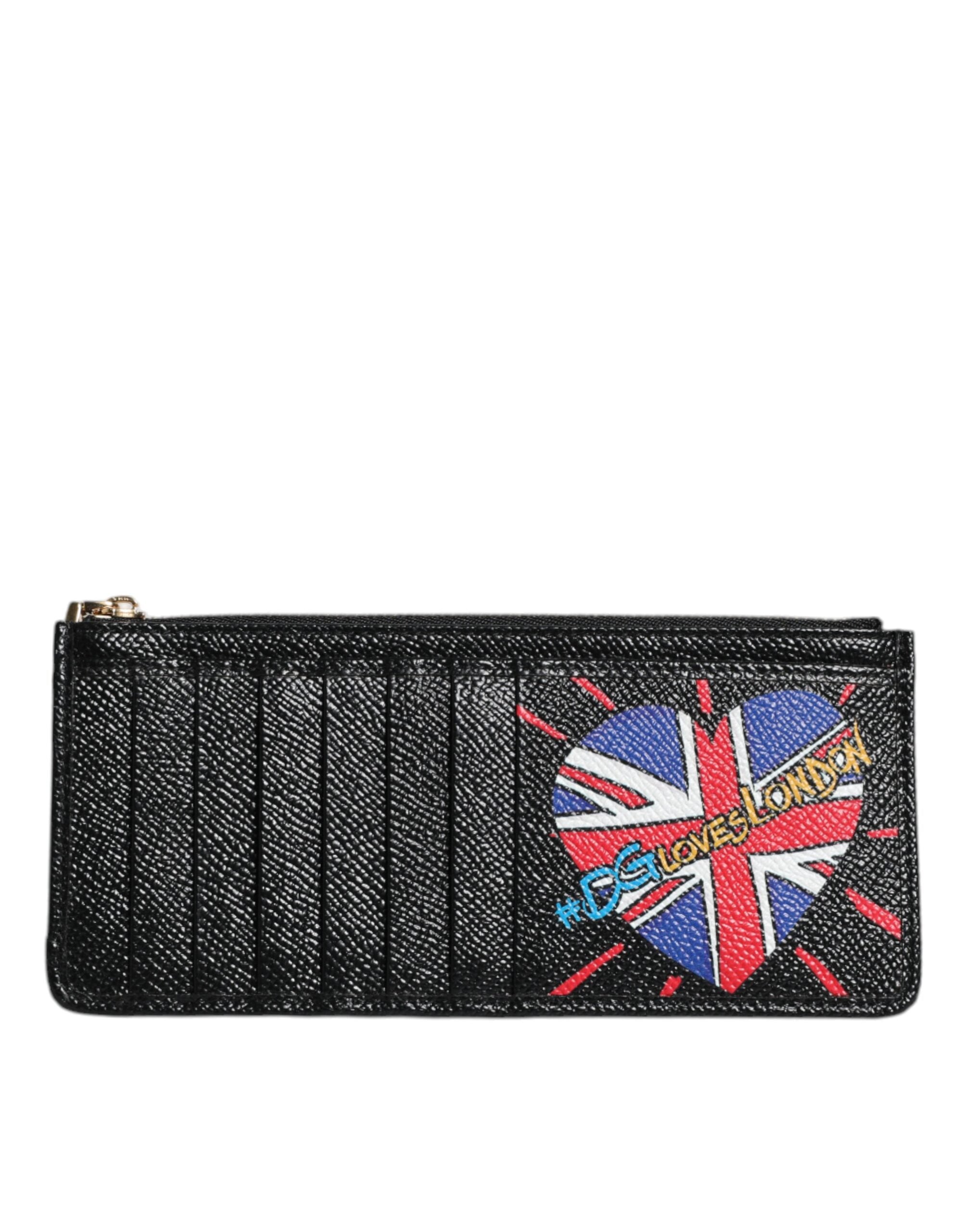 Black Leather #DGLovesLondon Cardholder Case Wallet - ventzia