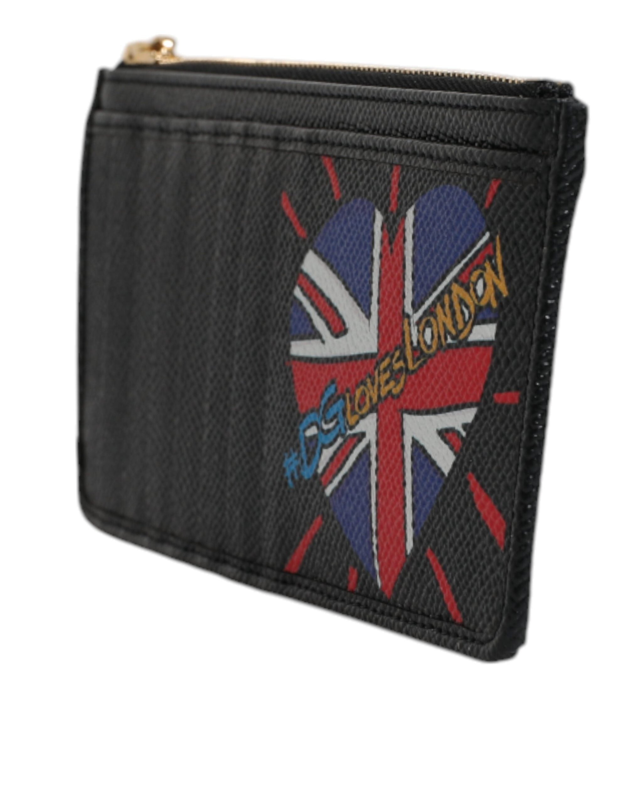 Black Leather #DGLovesLondon Cardholder Case Wallet - ventzia
