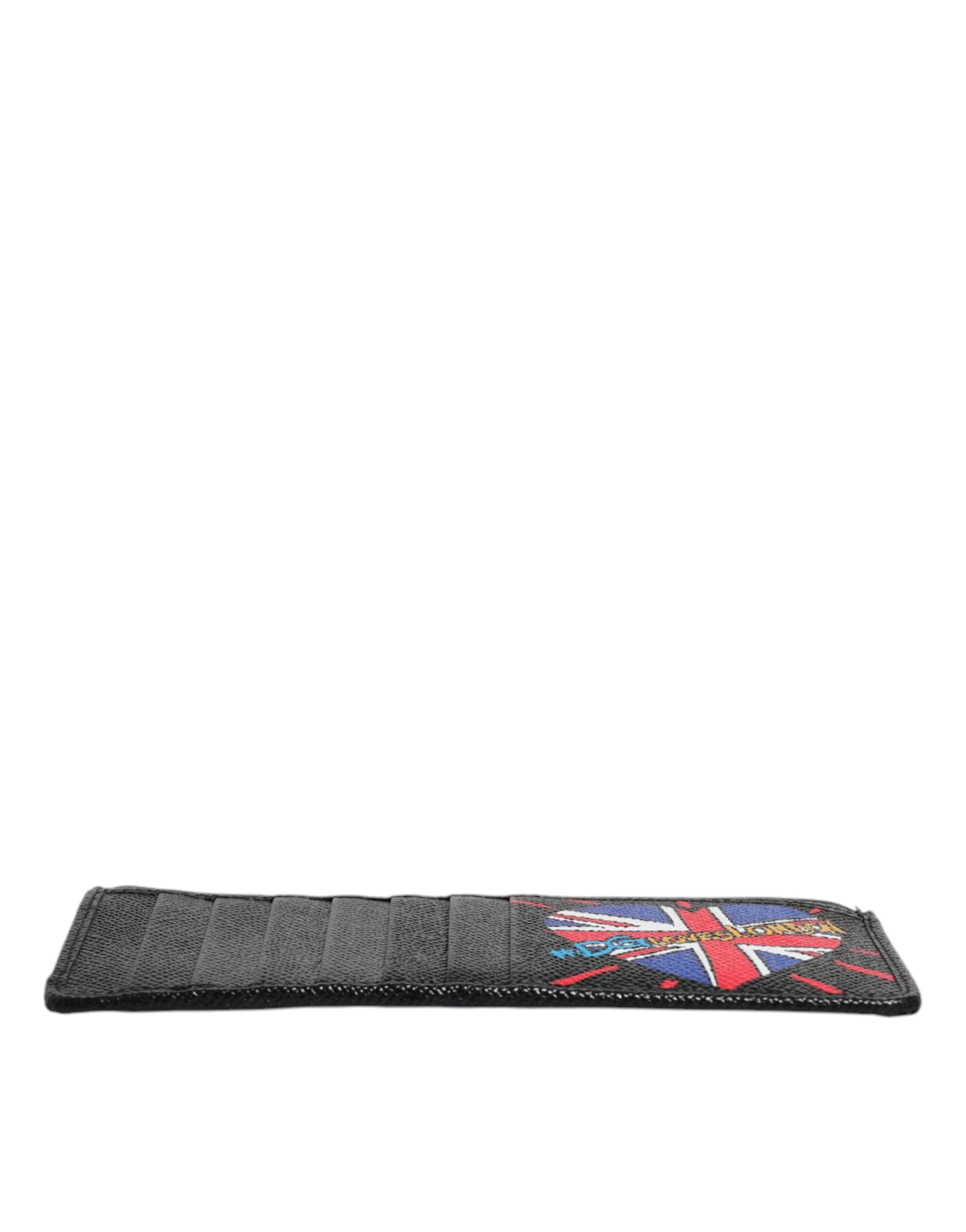 Black Leather #DGLovesLondon Cardholder Case Wallet - ventzia