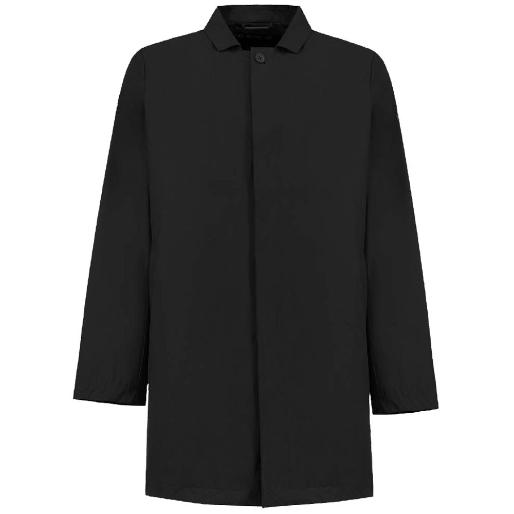 Black Recycled Polyester Men Trench Coat - ventzia
