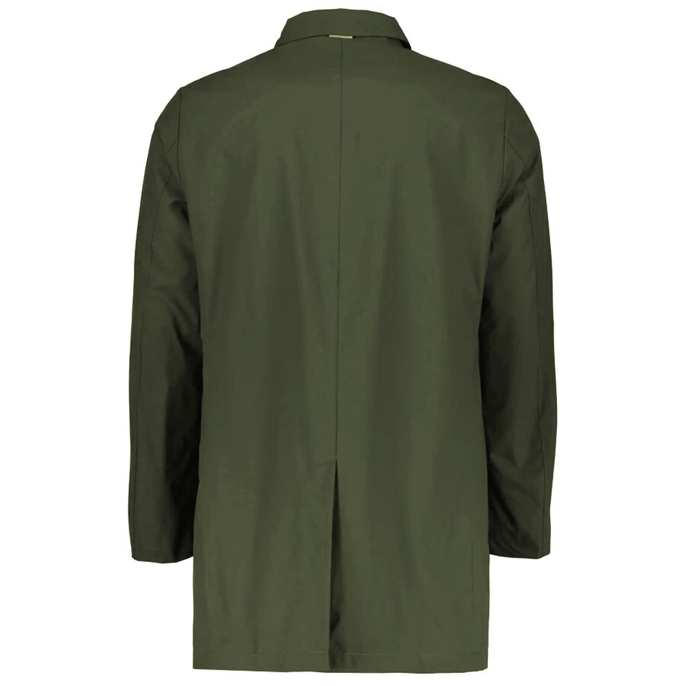 Green Recycled Polyester Men Trench Coat - ventzia