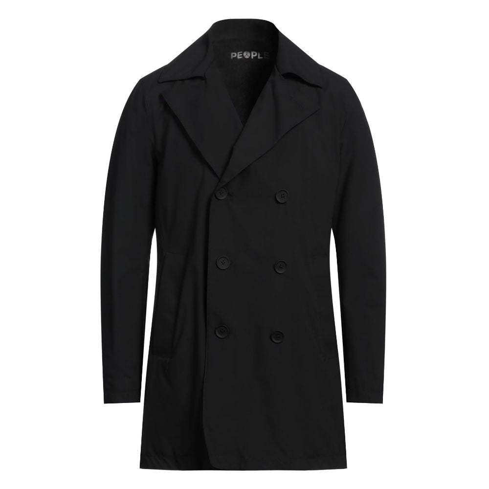 Black Recycled Polyester Men Trench - ventzia