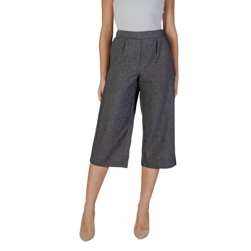 Black And White Polyester Cropped Pant - ventzia