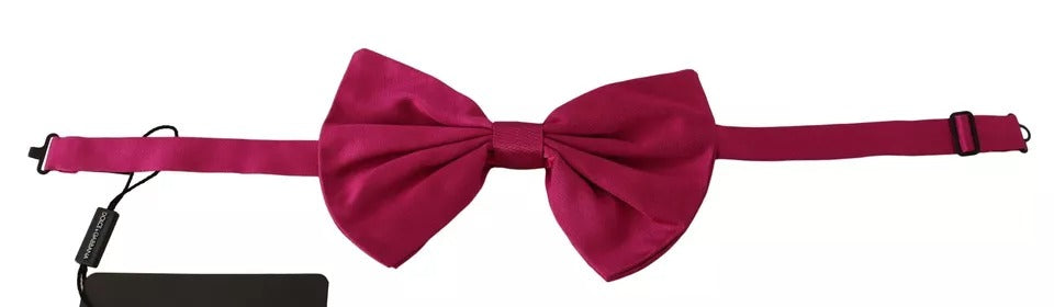 Pink 100% Silk Adjustable Neck Bow Tie Men - ventzia