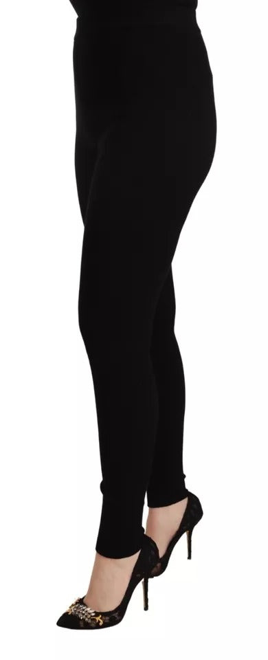 Black High Waist Stretch Pants Tights - ventzia