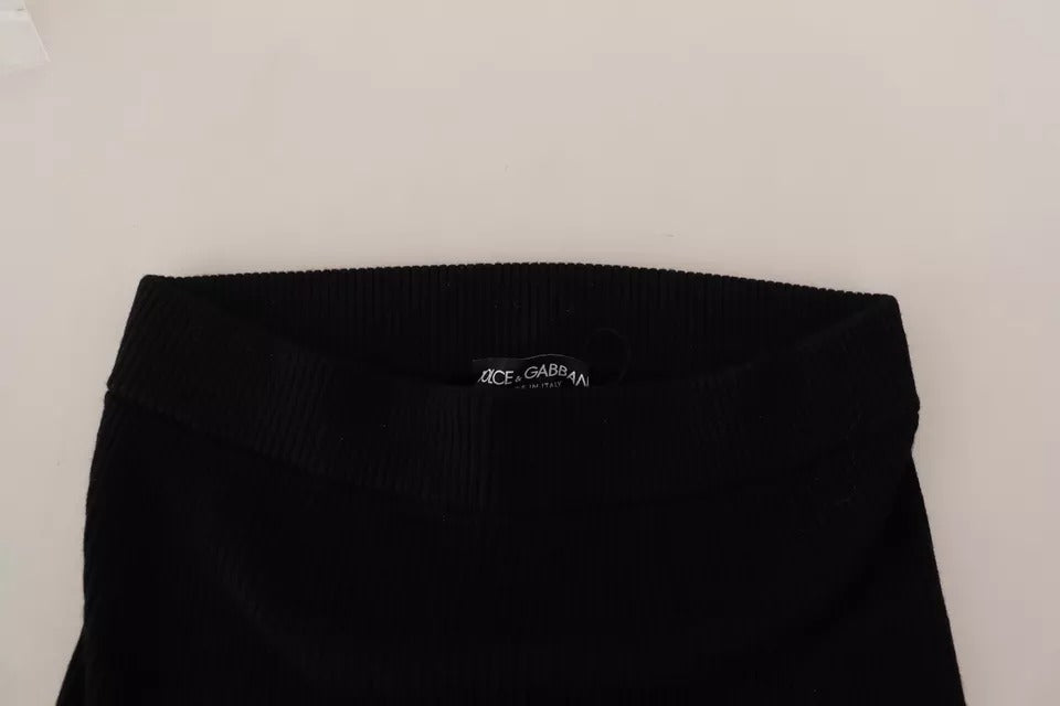 Black High Waist Stretch Pants Tights - ventzia