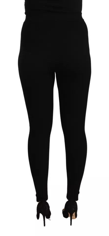 Black High Waist Stretch Pants Tights - ventzia