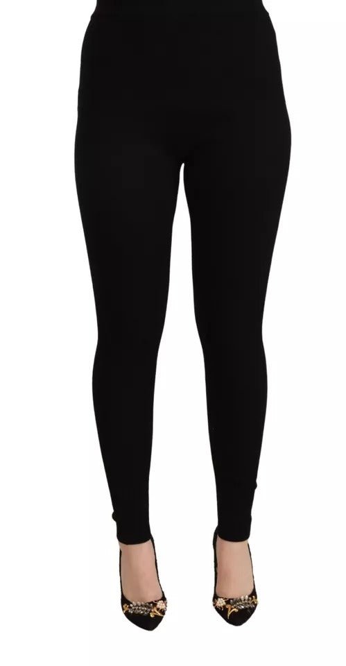 Black High Waist Stretch Pants Tights - ventzia