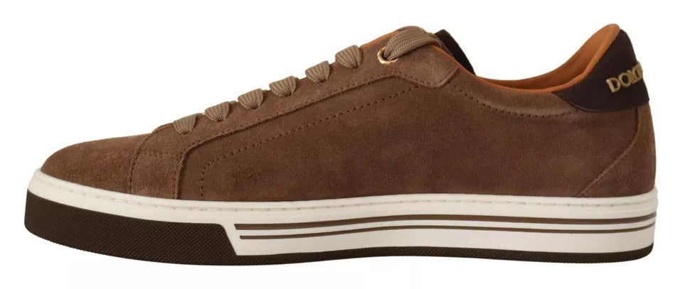 Brown Suede Logo Low Top Sneakers Men Shoes - ventzia