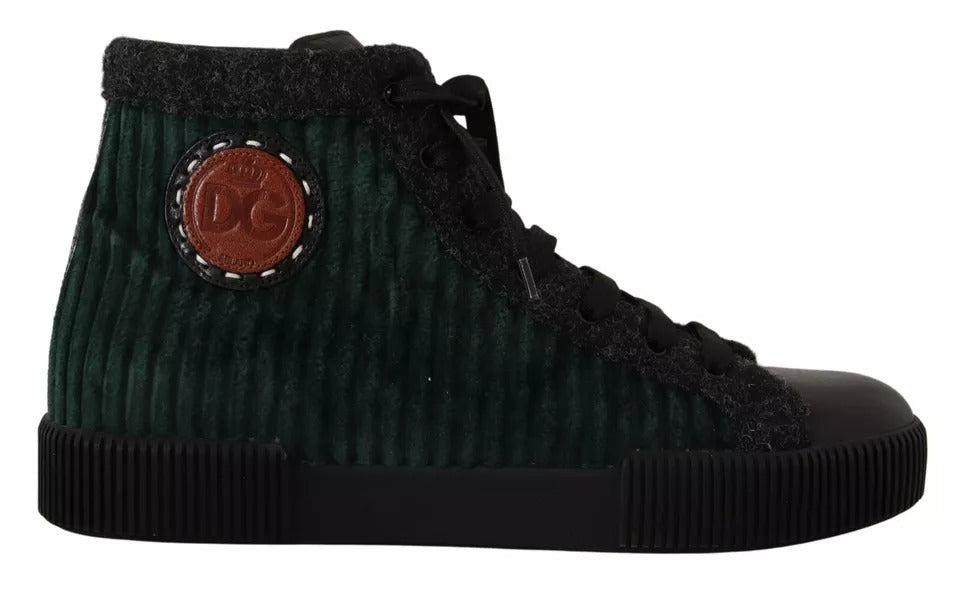 Green Corduroy High Tops Sneakers Mens Casual Shoes - ventzia