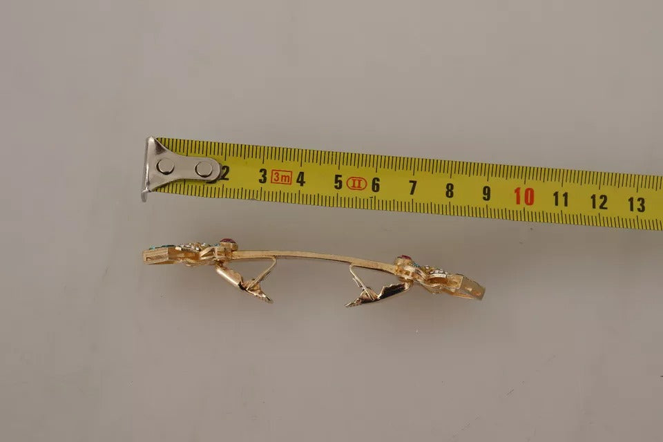 Gold Plated 925 Sterling Silver Crystal Collar Stop Brooch - ventzia