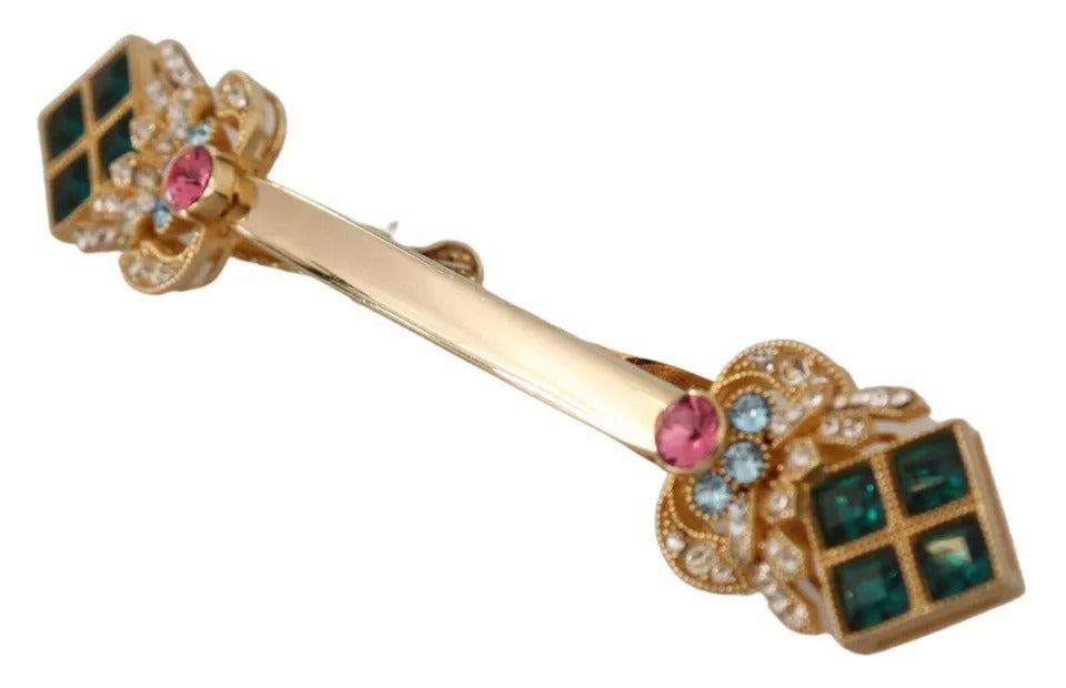 Gold Plated 925 Sterling Silver Crystal Collar Stop Brooch - ventzia