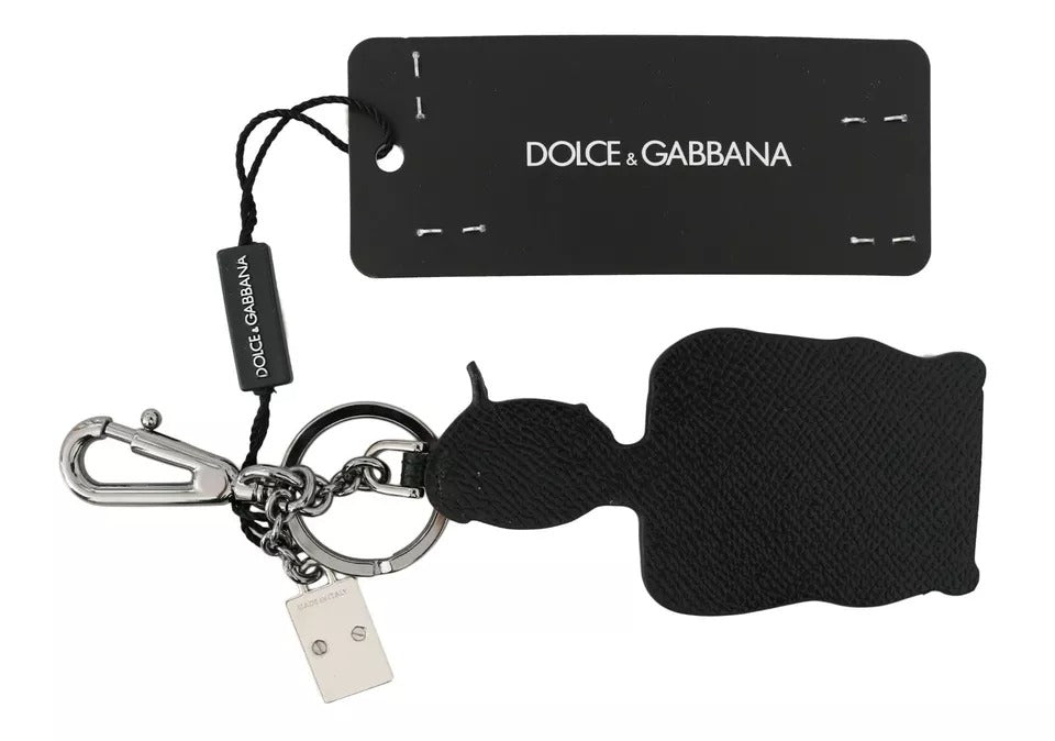 Black Leather Fisherman Logo Badge Keyring Keychain - ventzia