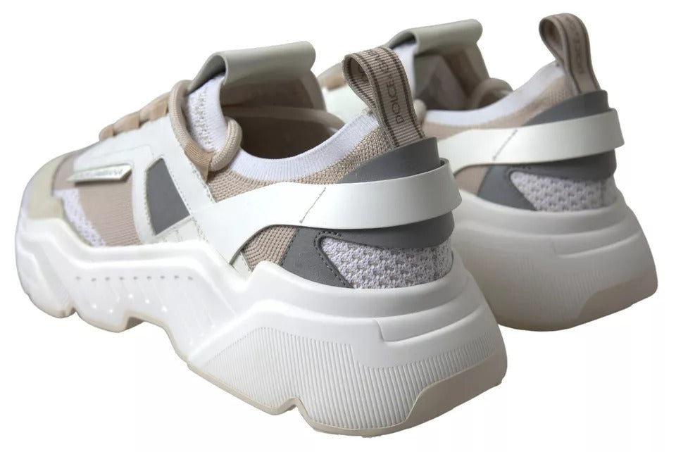 White Beige Leather Sport DAYMASTER Shoes Sneakers - ventzia